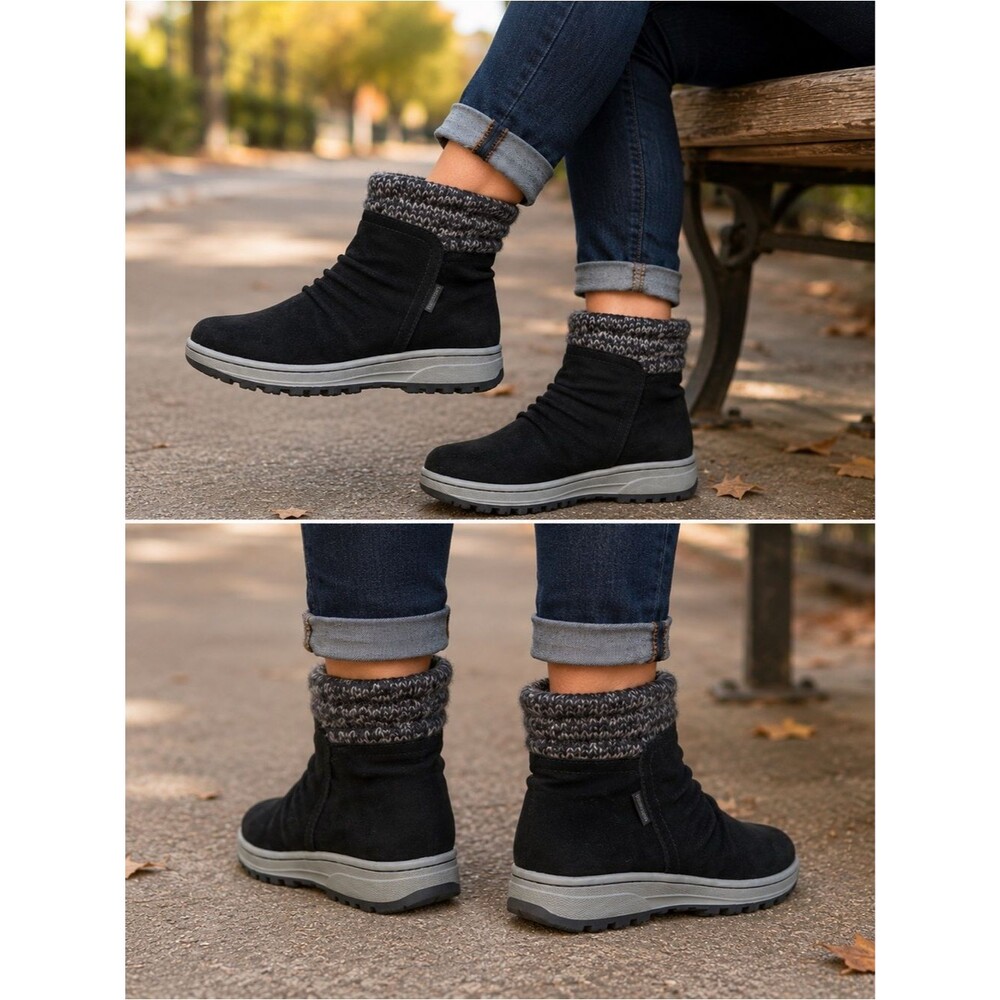 Baretraps Danna Waterproof Ankle Boots Women’s 8M Black Suede Faux Fur Zip